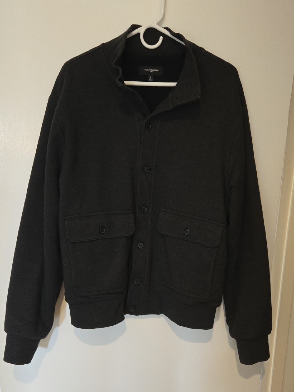 Banana Republic Men's Dark Grey Button-Front Bomber Jacket